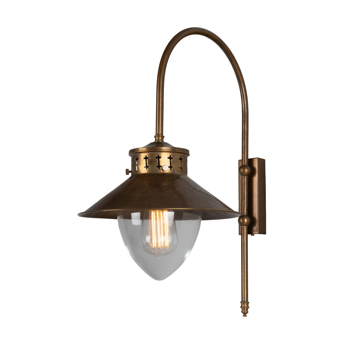 Boyd 1 Arm Brass Swan Neck Wall Light