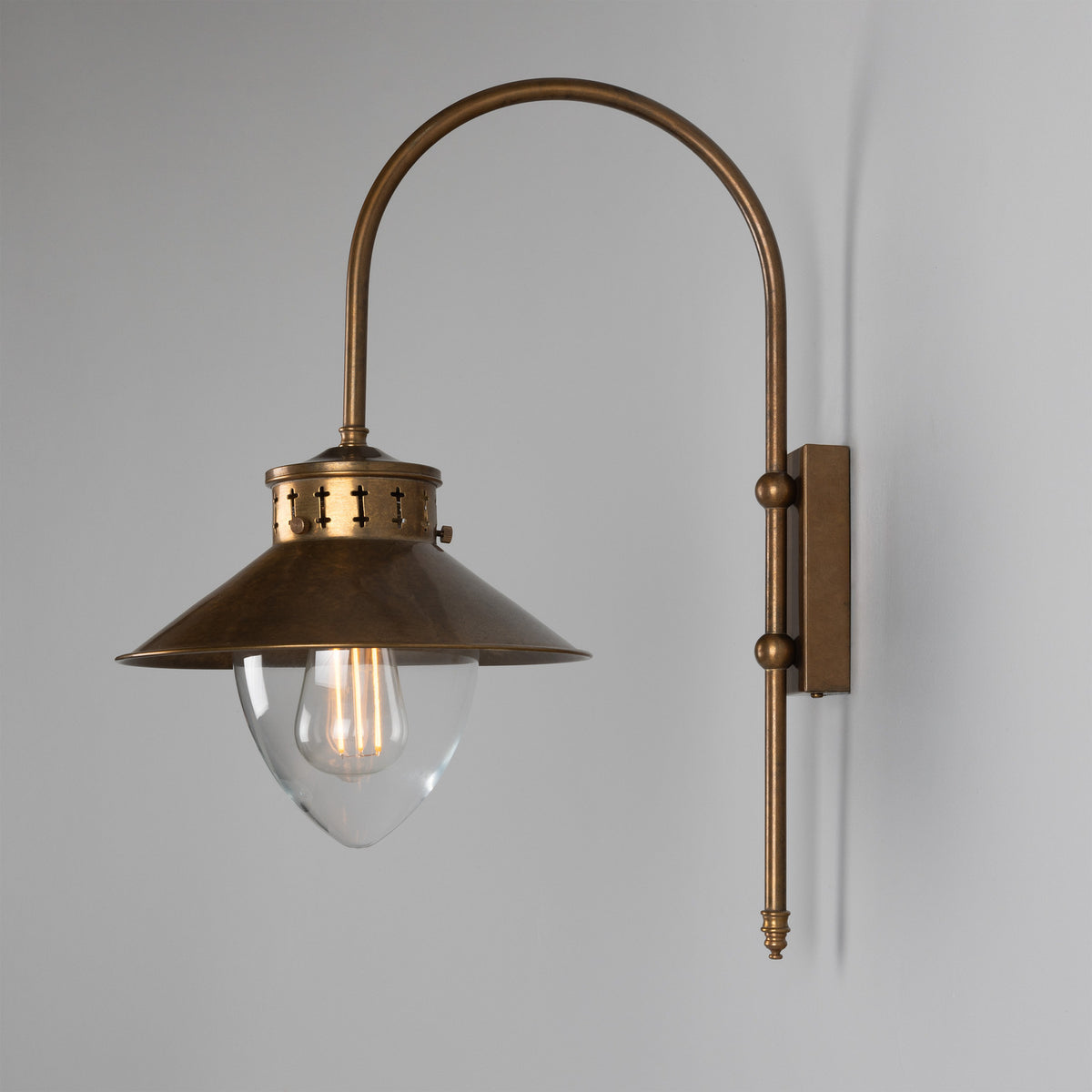 Boyd 1 Arm Brass Swan Neck Wall Light