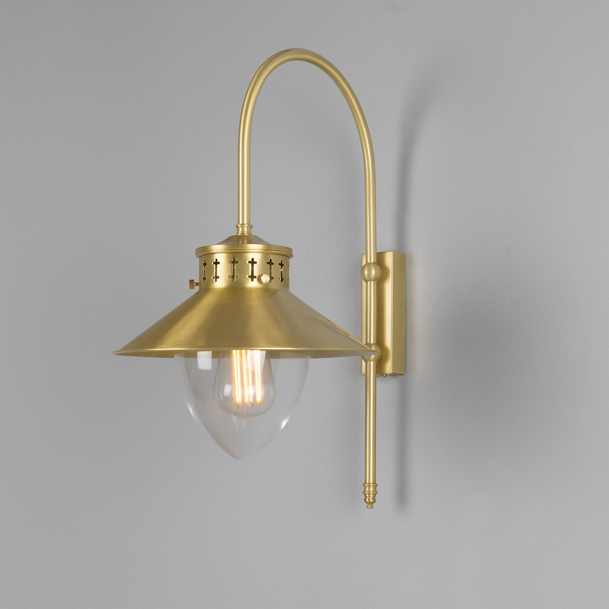 Boyd 1 Arm Brass Swan Neck Wall Light