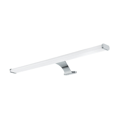 Bralmena LED bathroom mirror light, 60cm chrome bar with white plastic diffuser and curved chrome mounting arm, shown on a plain white background.