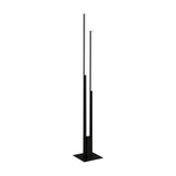 Branessa Smart Colour Changing LED Floor Lamp in black, two tall slim aluminium uprights of differing heights with white diffuser sections, on a square base against a plain white background.