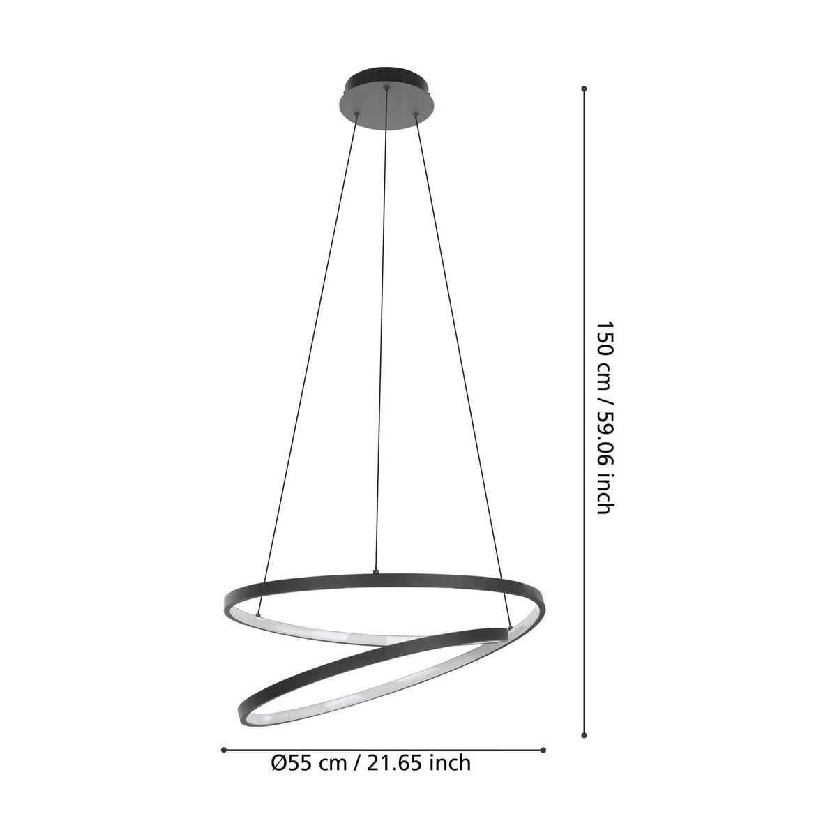 Brasmane Pendant Light 55cm - Black