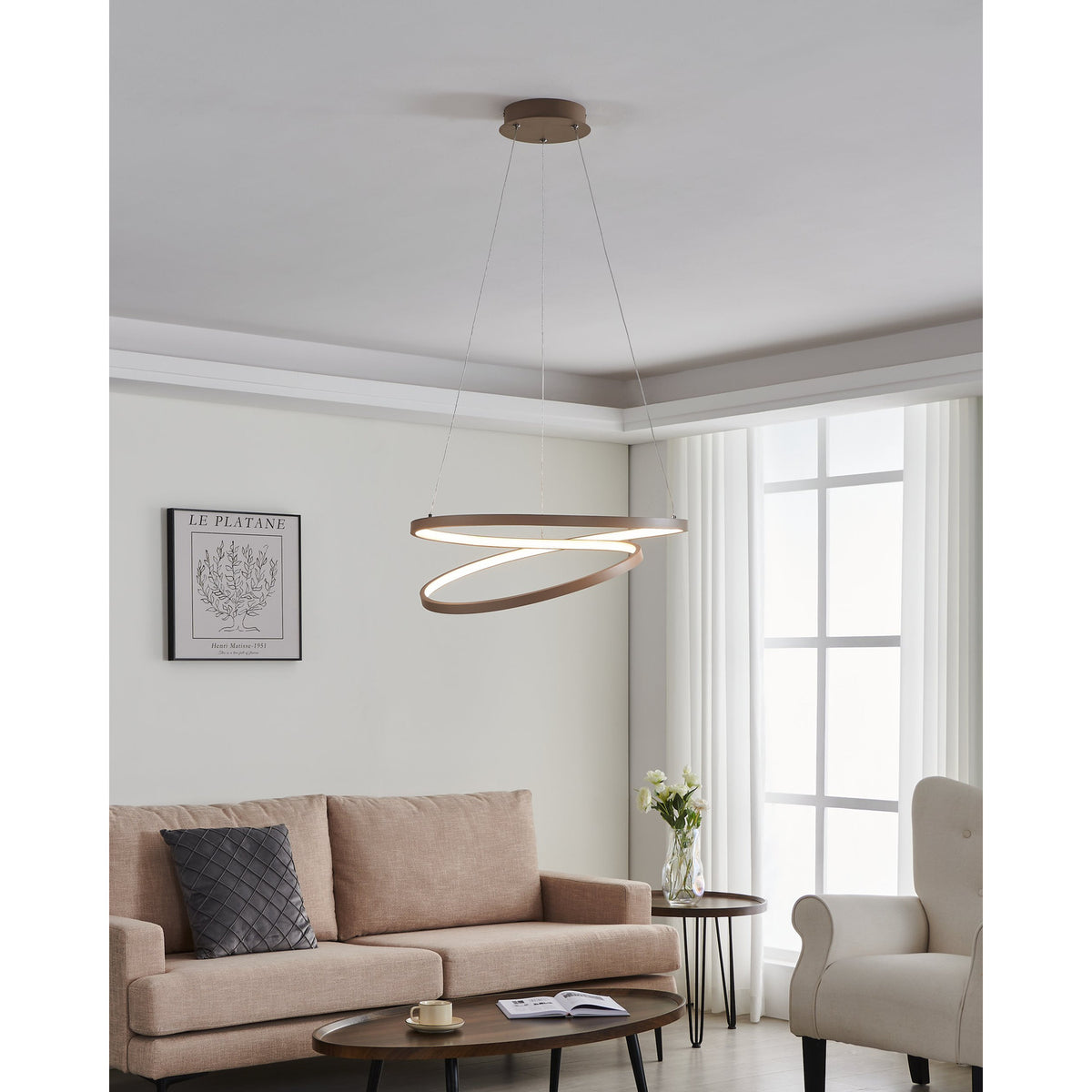 Brasmane Pendant Light 55cm - Sand