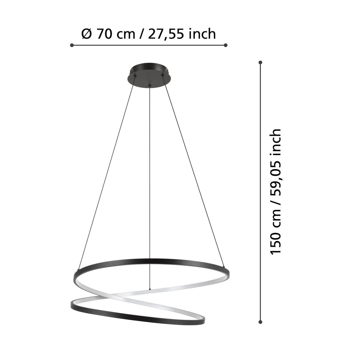 Brasmane Pendant Light 70cm - Black
