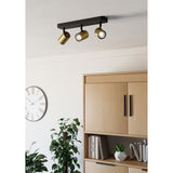 Brelora 3 Light Spotlight Bar - Black & Brushed Brass