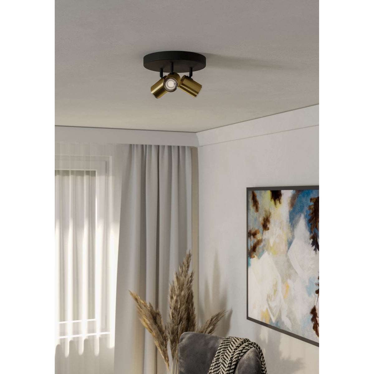 Brelora Ceiling Spotlight - Black & Brushed Brass