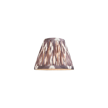 Endon Brenwell 16cm tapered lamp shade in pearl grey pleated faux silk with ikat pattern and taped edging, shown on a plain white background.