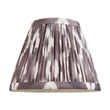 Endon Brenwell 16cm tapered lamp shade in pearl grey ikat-printed pleated faux silk with taped edge detailing, shown on a plain white background.