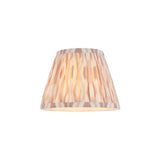 Endon Brenwell 20cm tapered lamp shade in neutral pleated faux silk with ikat print in soft beige and white tones, shown on a plain background.