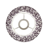Endon Brenwell 20cm tapered lamp shade in pearl grey ikat print faux silk with gathered pleats, taped edges and fixed gimbal fitting, on white.