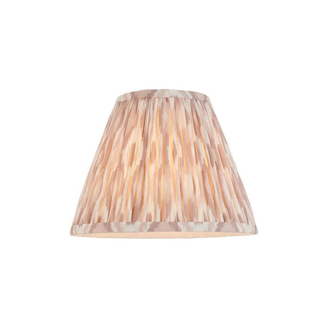 Endon Brenwell 25cm tapered lamp shade in neutral pleated faux silk with ikat print, shown on a plain white background.
