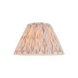 Endon Brenwell 30cm tapered lamp shade in pleated faux silk with a neutral ikat print and taped edging, shown on a plain white background.