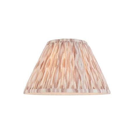 Endon Brenwell 30cm tapered lamp shade in pleated faux silk with a neutral ikat print and taped edging, shown on a plain white background.
