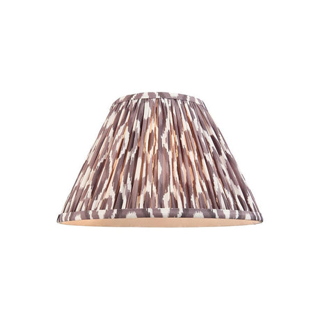 Endon Brenwell 30cm tapered lamp shade in pleated faux silk with pearl grey ikat print and taped edges, shown on a plain white background.