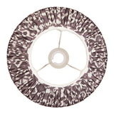 Endon Brenwell 30cm tapered lamp shade in pearl grey pleated faux silk with ikat print, shown from below revealing the gimbal fitting on a white background.