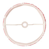 Top-down view of the Endon Brenwell 35cm tapered lamp shade in coral pink, showing the white inner lining, reversible gimbal fitting and taped edge.