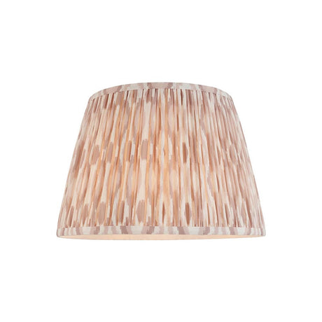 Endon Brenwell 35cm tapered lamp shade in pleated faux silk with a neutral ikat print in soft pink and beige tones, shown on a plain white background.
