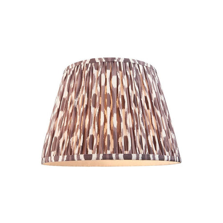 Endon Brenwell 35cm tapered lamp shade in pleated faux silk with pearl grey ikat pattern and taped edges, shown on a plain white background.