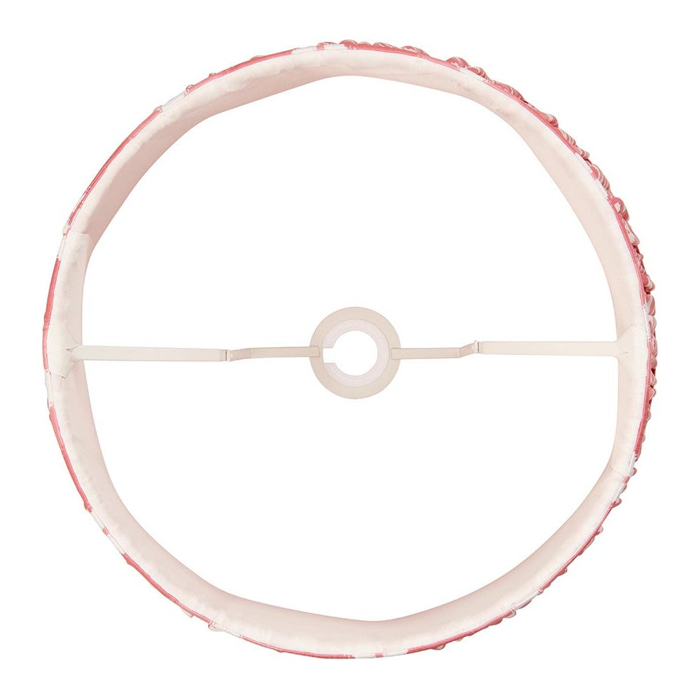 Top-down view of the Endon Brenwell 40cm tapered lamp shade in coral pink, showing the reversible gimbal fitting and white inner lining.