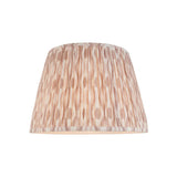 Endon Brenwell 40cm tapered lamp shade in pleated faux silk with a neutral ikat print and taped edges, shown on a plain white background.