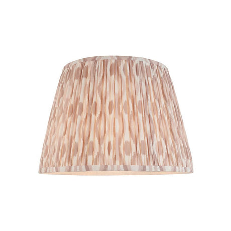 Endon Brenwell 40cm tapered lamp shade in pleated faux silk with a neutral ikat print and taped edges, shown on a plain white background.