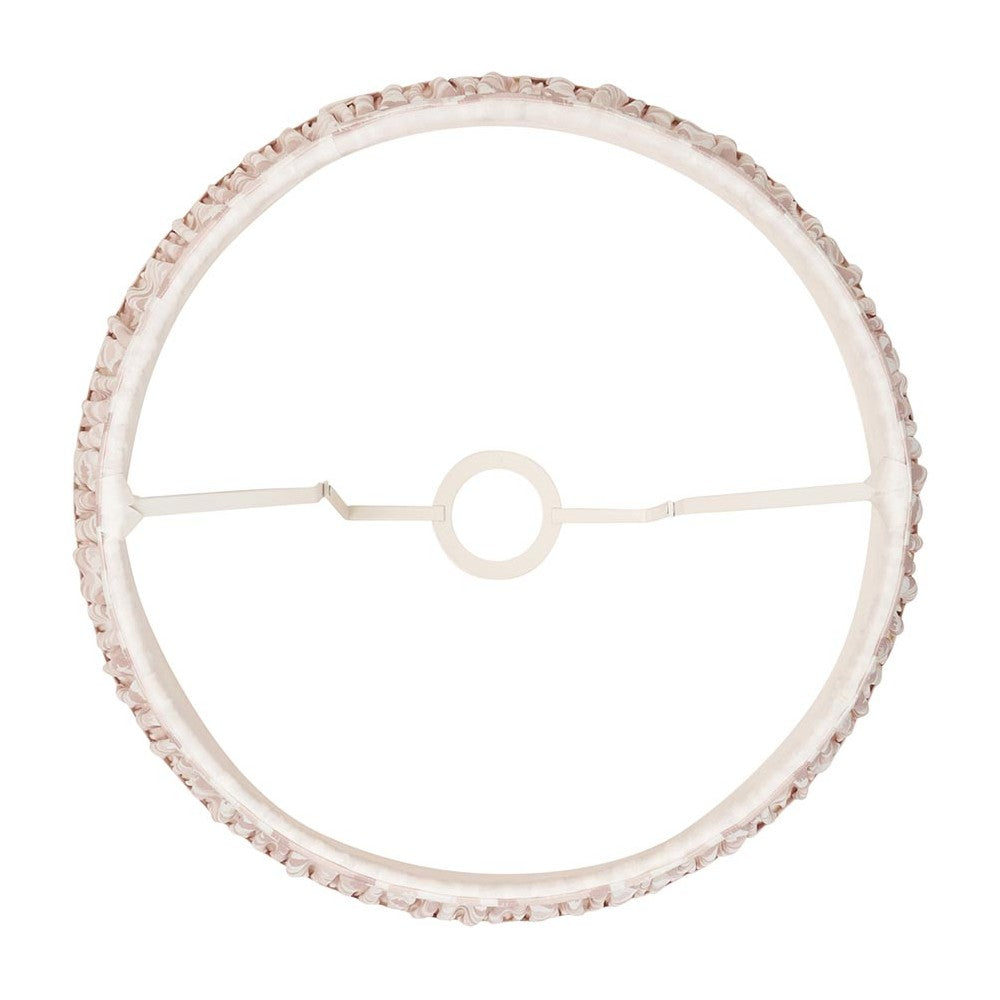 Endon Brenwell 40cm tapered lamp shade in neutral, top view showing the reversible gimbal fitting and ruffled taped edge on a white background.