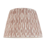 Endon Brenwell 40cm tapered lamp shade in neutral pleated faux silk with ikat print and taped edges, shown on a plain white background.