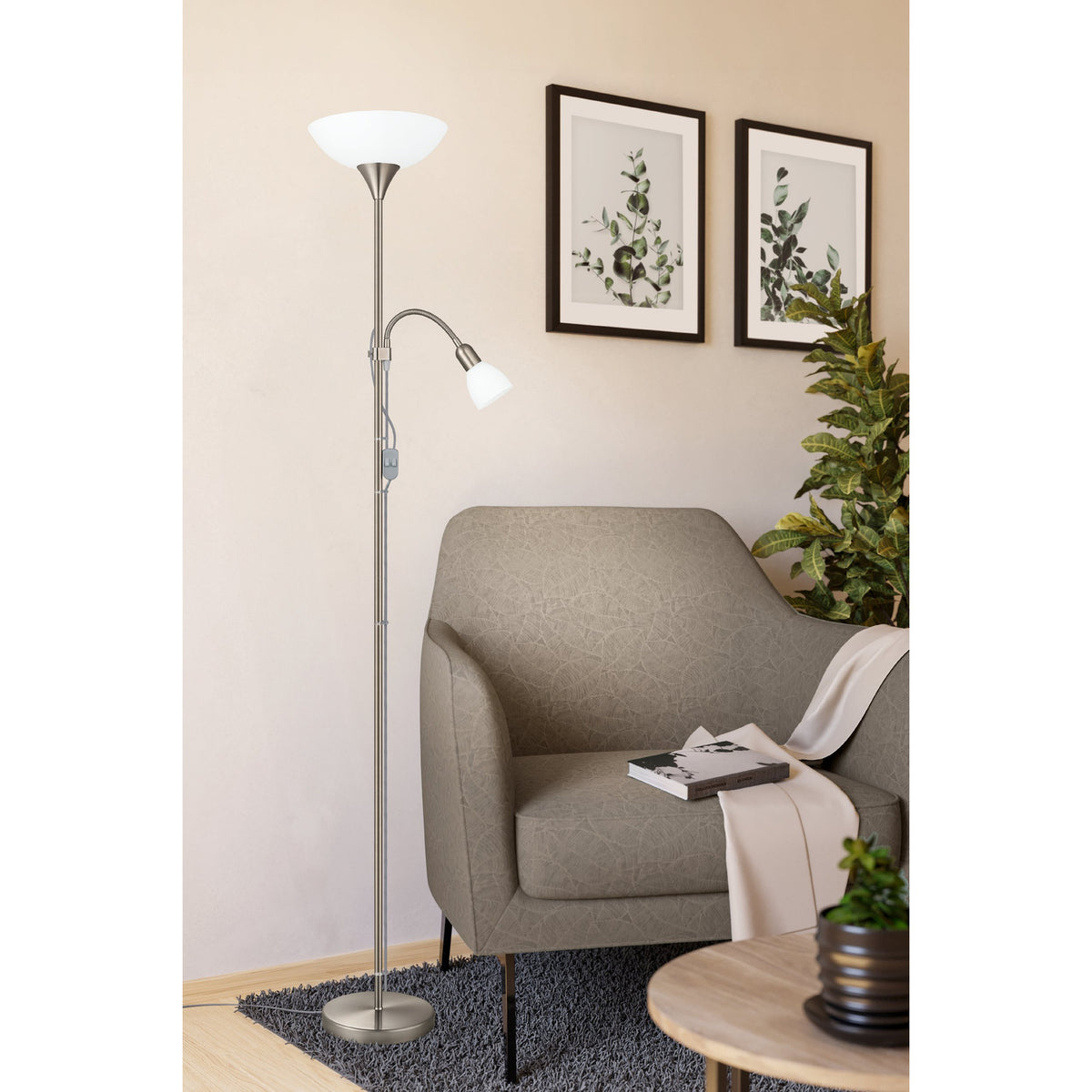 Brilbette Mother and Child Floor Lamp - Satin Nickel