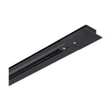Brillia 3m recessed 1-phase lighting track in black, shown as a slim rail section with connector screws, photographed at an angle on a white background.