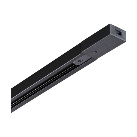 Brillia 3m Surface 1-Phase Lighting Track in black, a slim squared rail with visible connector screws and channel, shown on a plain white background.