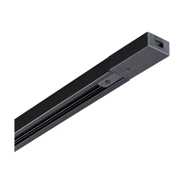 Brillia 3m Surface 1-Phase Lighting Track in black, a slim squared rail with visible connector screws and channel, shown on a plain white background.