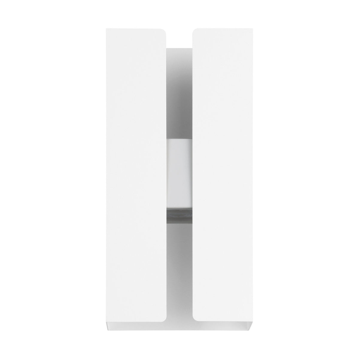 Briscola LED Outdoor Wall Light in white steel, two flat upright panels with a narrow central slot, IP44 rated, shown on a plain white background.