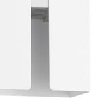 Close-up of the Briscola LED outdoor wall light in white steel, showing two flat upright panels with a narrow central slot and integrated LED source, IP44 rated.
