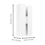 Briscola LED outdoor wall light in white steel with two upright panels and a narrow light slot between them, shown with dimensions 25cm x 12cm x 6cm on a white background.
