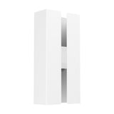 Briscola LED Outdoor Wall Light in white steel, featuring two slim upright panels with a narrow central slot for upward and downward light, shown on a plain white background.