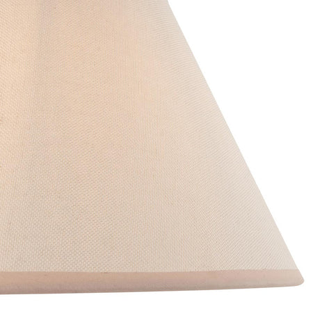 Close-up of Endon Brockbury 30cm tapered lamp shade in vintage white cotton mix with an almond white taped edge along the bottom rim.
