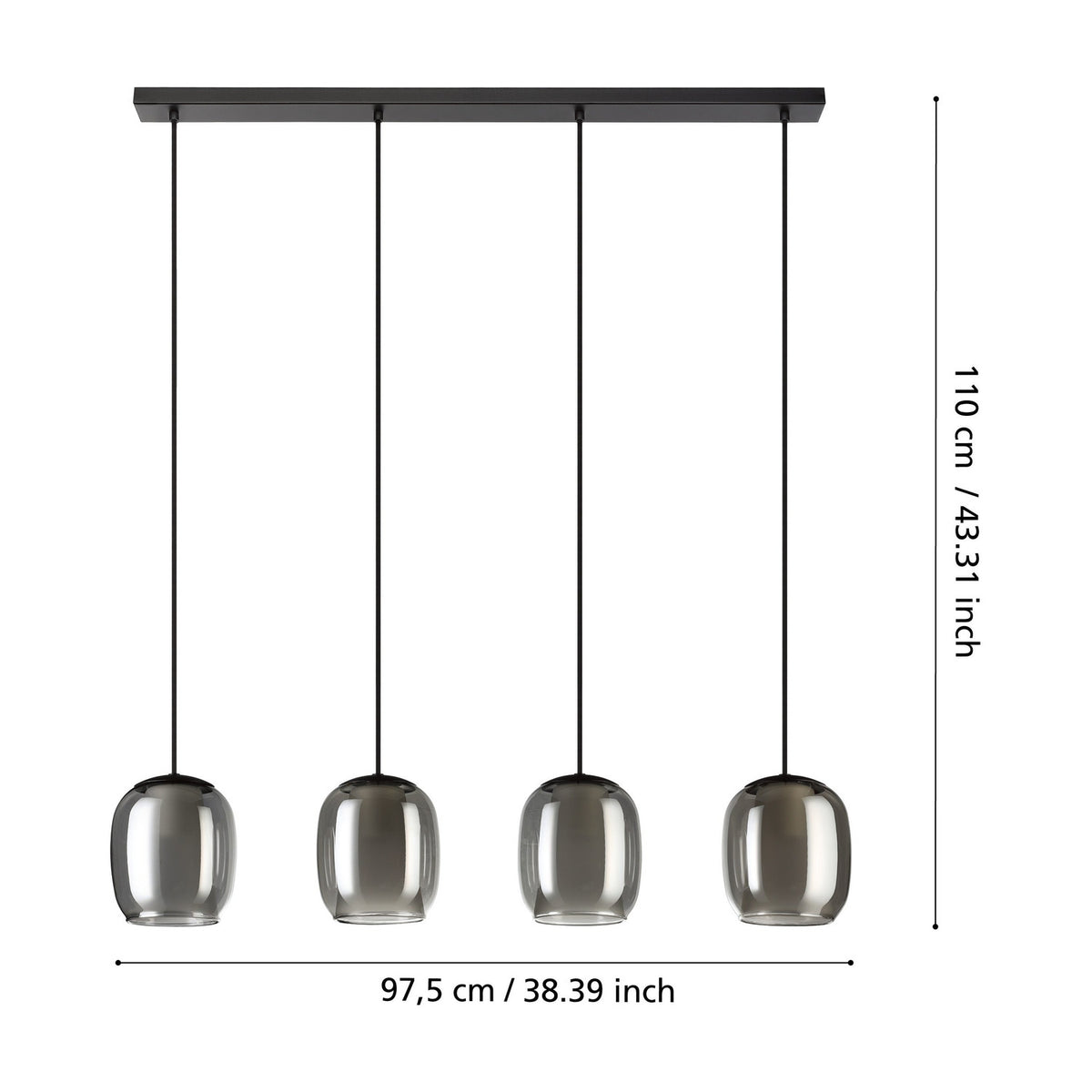 Brolbine Glass Linear Pendant Light - Black