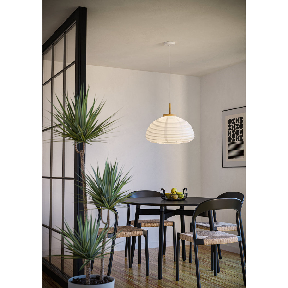 Brosmena Paper Pendant Light 40cm - White & Wood