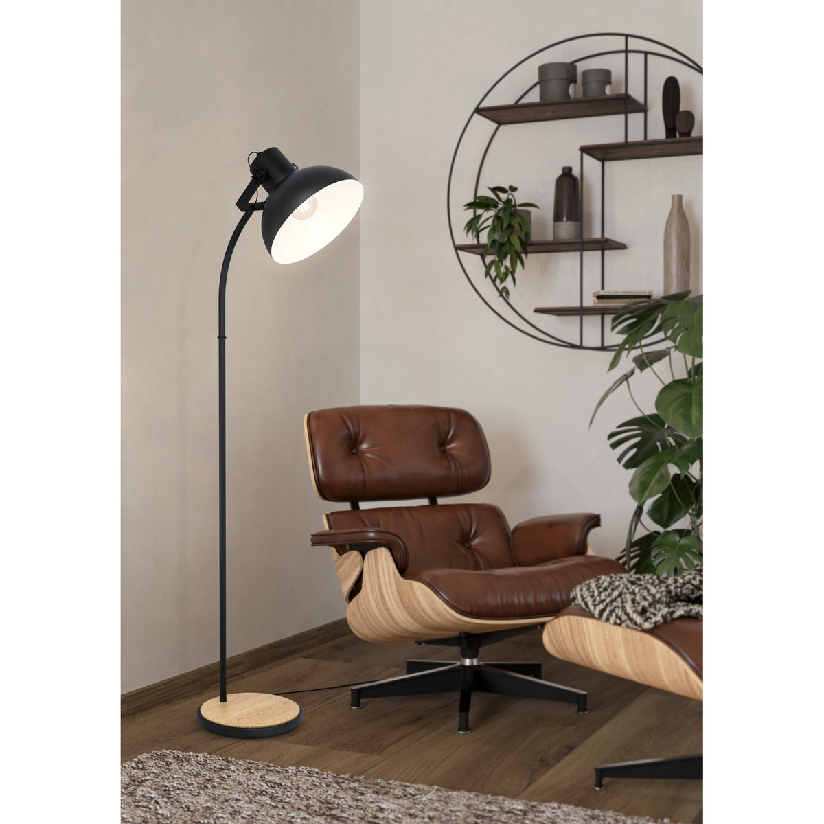 Brosora Floor Lamp - Black & Wood