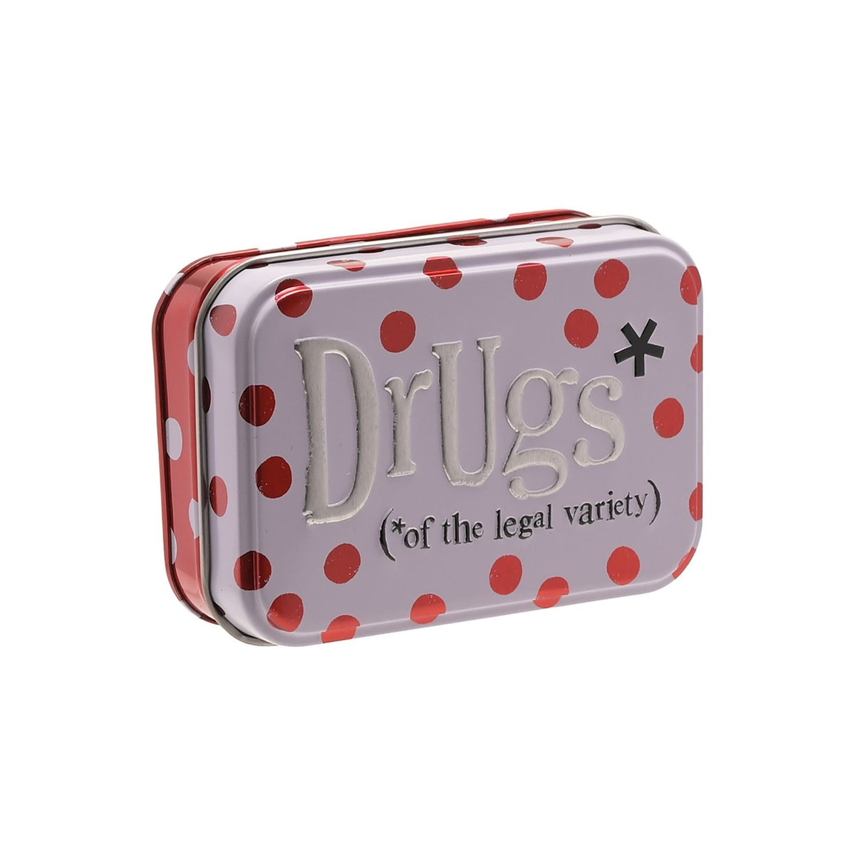 Drugs Polka Dot Aluminium Tin Storage Box - Purple & Red