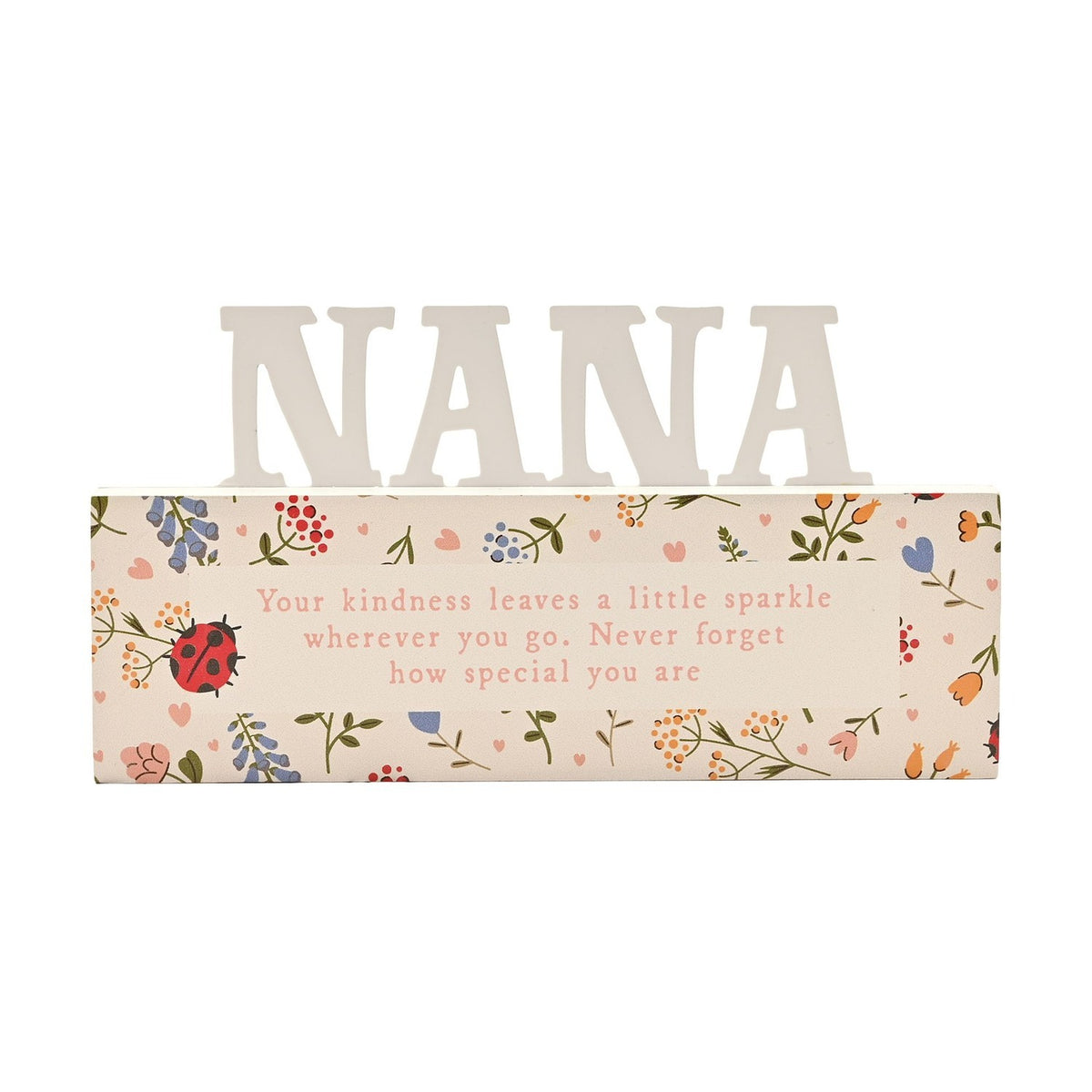 Nana Floral and Ladybird Print MDF Letter Plaque - Cream