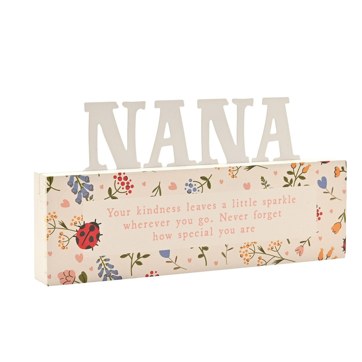 Nana Floral and Ladybird Print MDF Letter Plaque - Cream