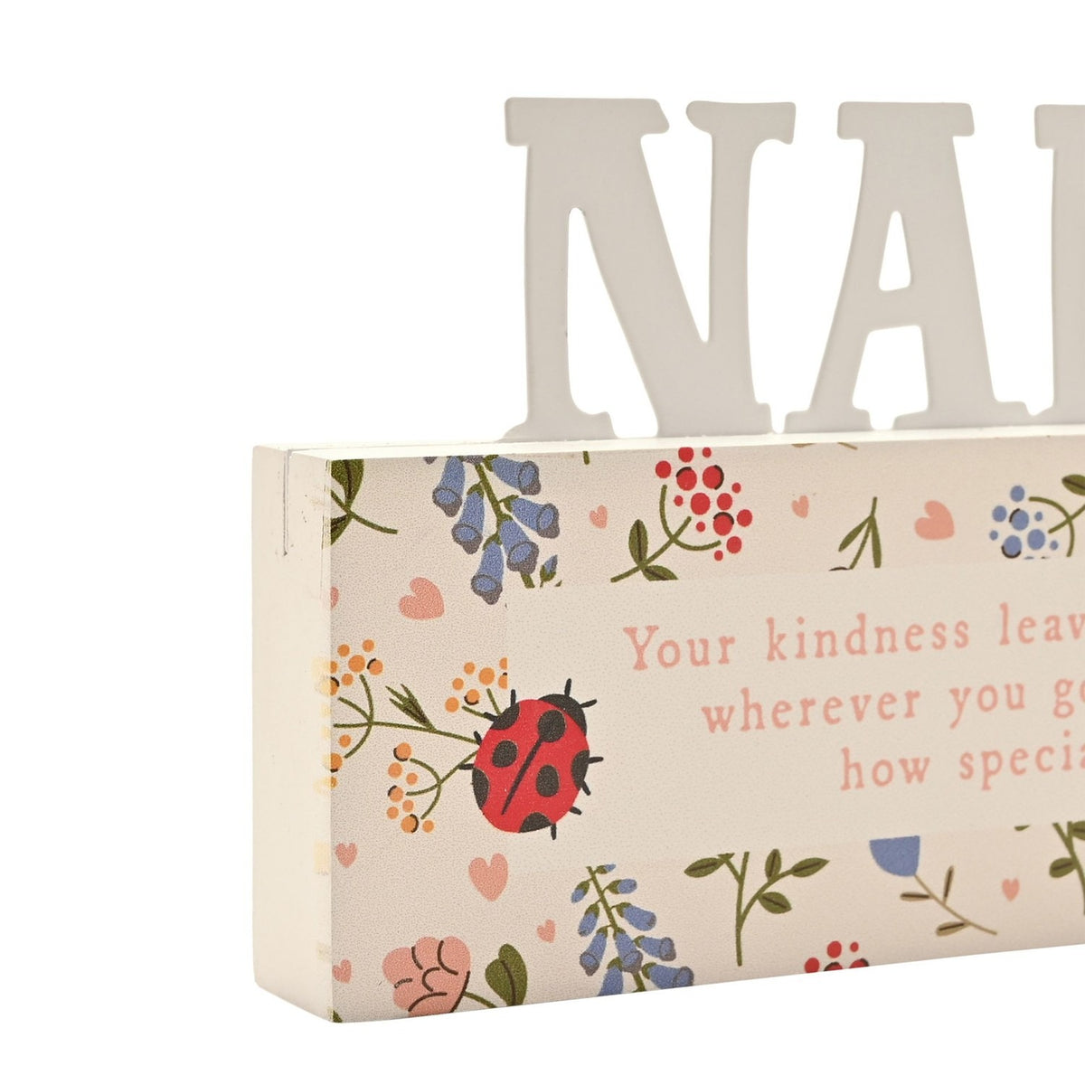 Nana Floral and Ladybird Print MDF Letter Plaque - Cream