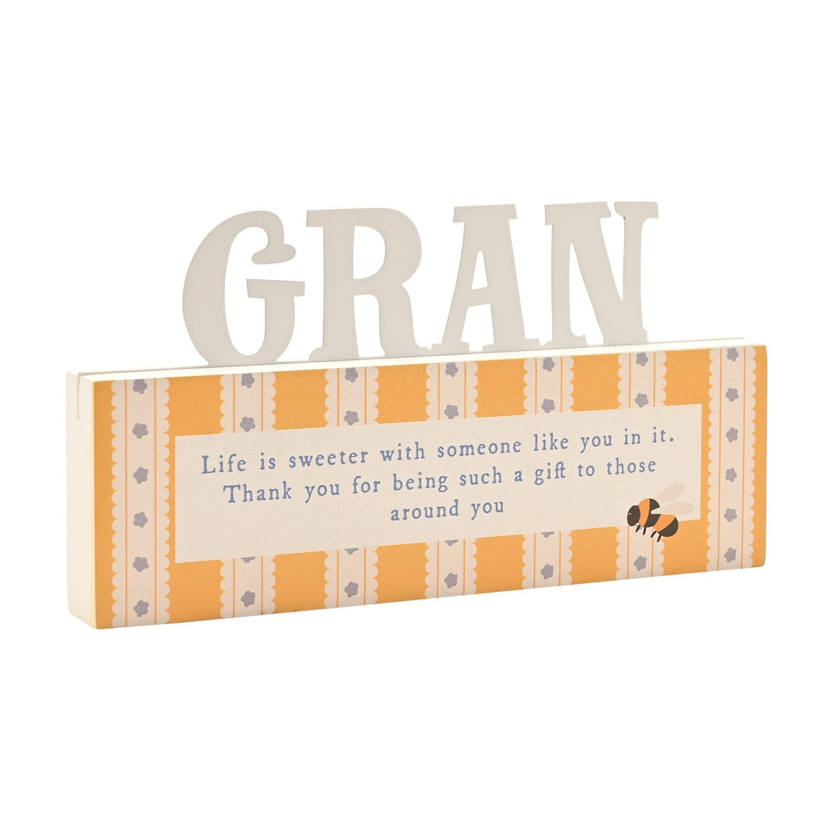 Gran Striped Freestanding MDF Letter Plaque - Cream & Orange