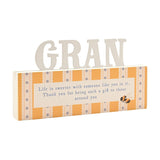 Gran Striped Freestanding MDF Letter Plaque - Cream & Orange