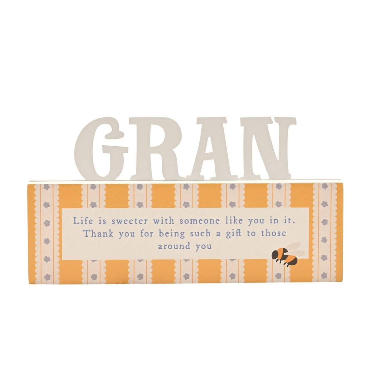 Gran Striped Freestanding MDF Letter Plaque - Cream & Orange