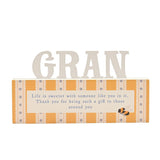 Gran Striped Freestanding MDF Letter Plaque - Cream & Orange