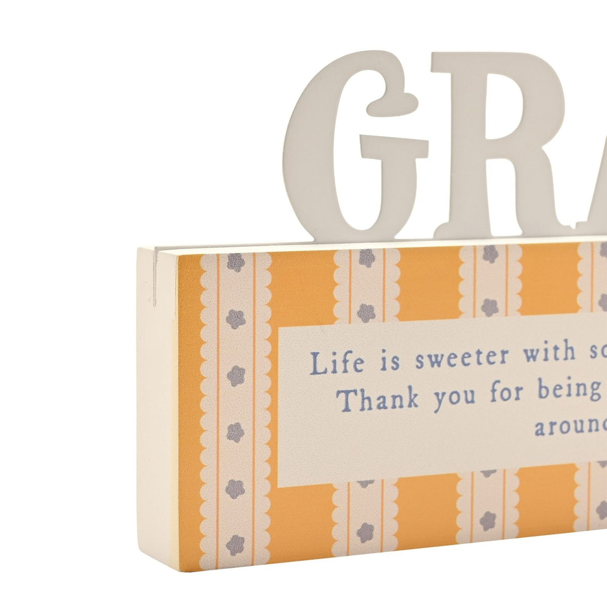 Gran Striped Freestanding MDF Letter Plaque - Cream & Orange