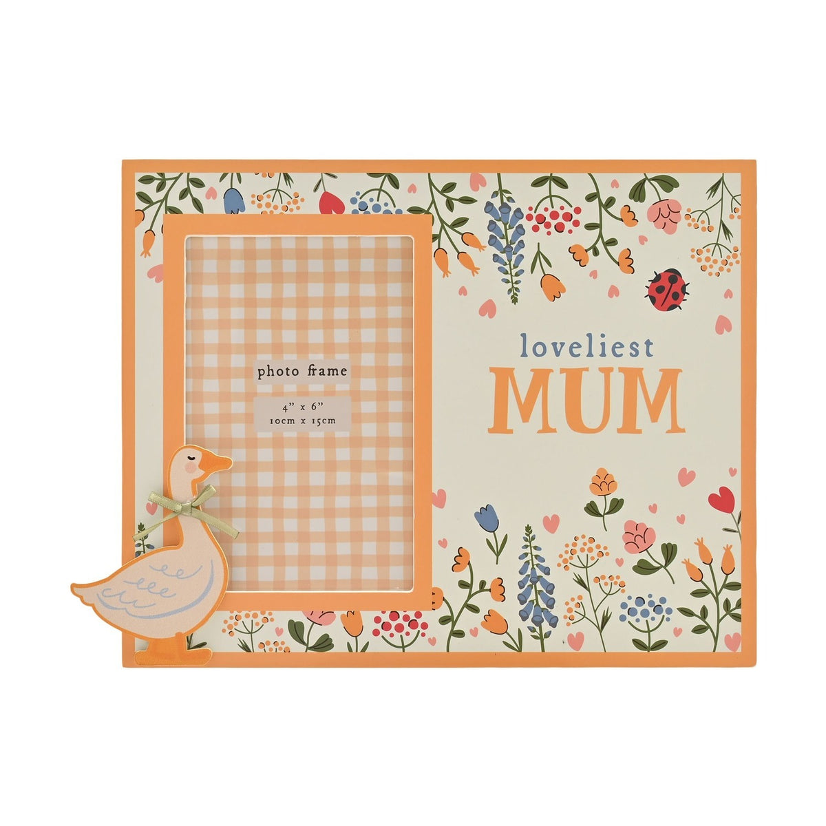 Mum Floral Goose MDF Photo Frame 6 x 4in - Cream & Orange
