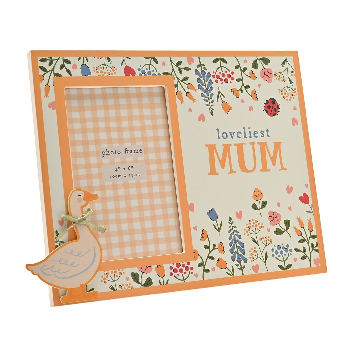Mum Floral Goose MDF Photo Frame 6 x 4in - Cream & Orange